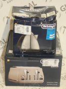 Boxed Assorted Graded Kitchen Items to Include a Delonghi Electric Boil 1.5ltr Cordless Jug Kettle