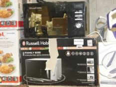 Lot to Contain a Russell Hobbs Digital Microwave Oven To Include a Counter Top Black Digital Display