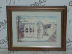 Old Scenage River View - Artist, Bourgeau. Unknown Year. Wooden Framed Print. Estimated Value At