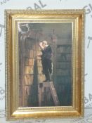 The Bookworm -A Artist, K.Spitzweg (1808-1885). Hand Finished, Oil On Painted Canvas. Approx Year At