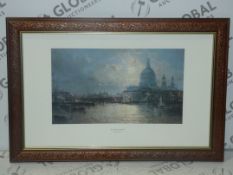 The Thames Art Dusk - Artist, Francios Musin (1820-1888). Wooden Frame, Picture Print. Valued At