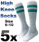 5 x Pairs of High Knee White Colour Football Socks