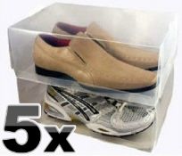 5x Clear Shoe Storage and Carry Boxes with Handles