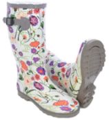 UK 4 Size Wellington Boots Flower Design Lilac Colour (EU 37)