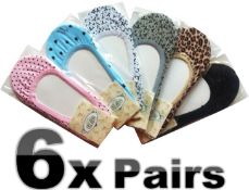 6x Pairs of Colour Pattern Design Socks for Ladies