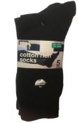 5 x Pairs Rich Cotton Black Colour Socks for Men
