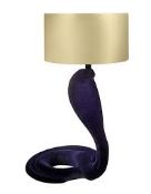 Abigail Aherne Blue Velvet Corby Lamp and Abigail Aherne Blue Velvet and Gold Shade Designer Table