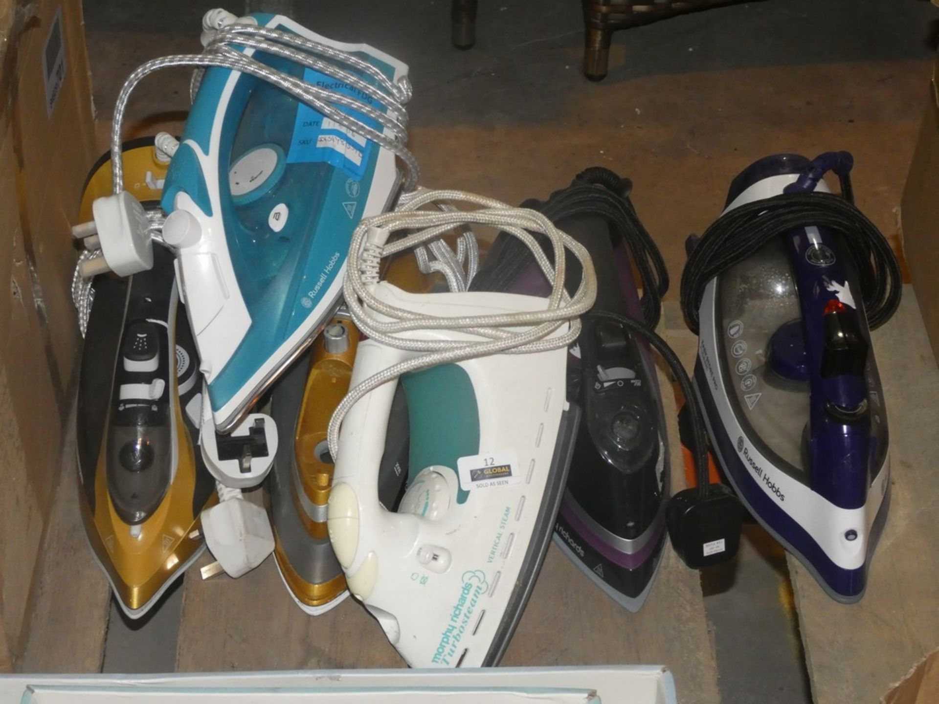 Lot to Contain 6 Assorted Russell Hobbs Morphy Richards and Phoenix Gold Steam Irons Combined RRP£