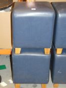 Lot to Contain 2 Blue Leather Pouffes