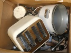 Assorted Items in a Box to Include a 1.5ltr Cordless Jug Kettles, 4 Slice Toasters, Slow Cookers and