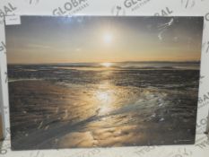 Sunset Over the Sands By Artist Mike Shepherd Canvas Wrap Textured Wall Art Picture RRP£100