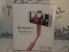 Boxed Clickify Selfie Sticks in Rose Gold RRP£50ea