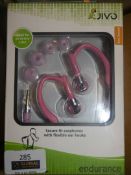 Lot to Contain 5 Brand New Pairs of Jivo Endurance Secure Fit Earphones with Flexible Ear Hooks