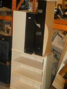 Lot to Contain 1 3 Tier Bookshelf, CD Shelf Organiser, 1 Small 2 Tier Shelf/ Cupboard and 1 Black