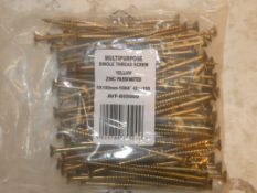 Box to Contain 5 Bags of 100 Yellow Zinc Plated Multi Purpose Single Thread Screws, Boxed RRP£40