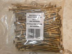 Box to Contain 5 Bags of 100 Yellow Zinc Plated Multi Purpose Single Thread Screws, Boxed RRP£40