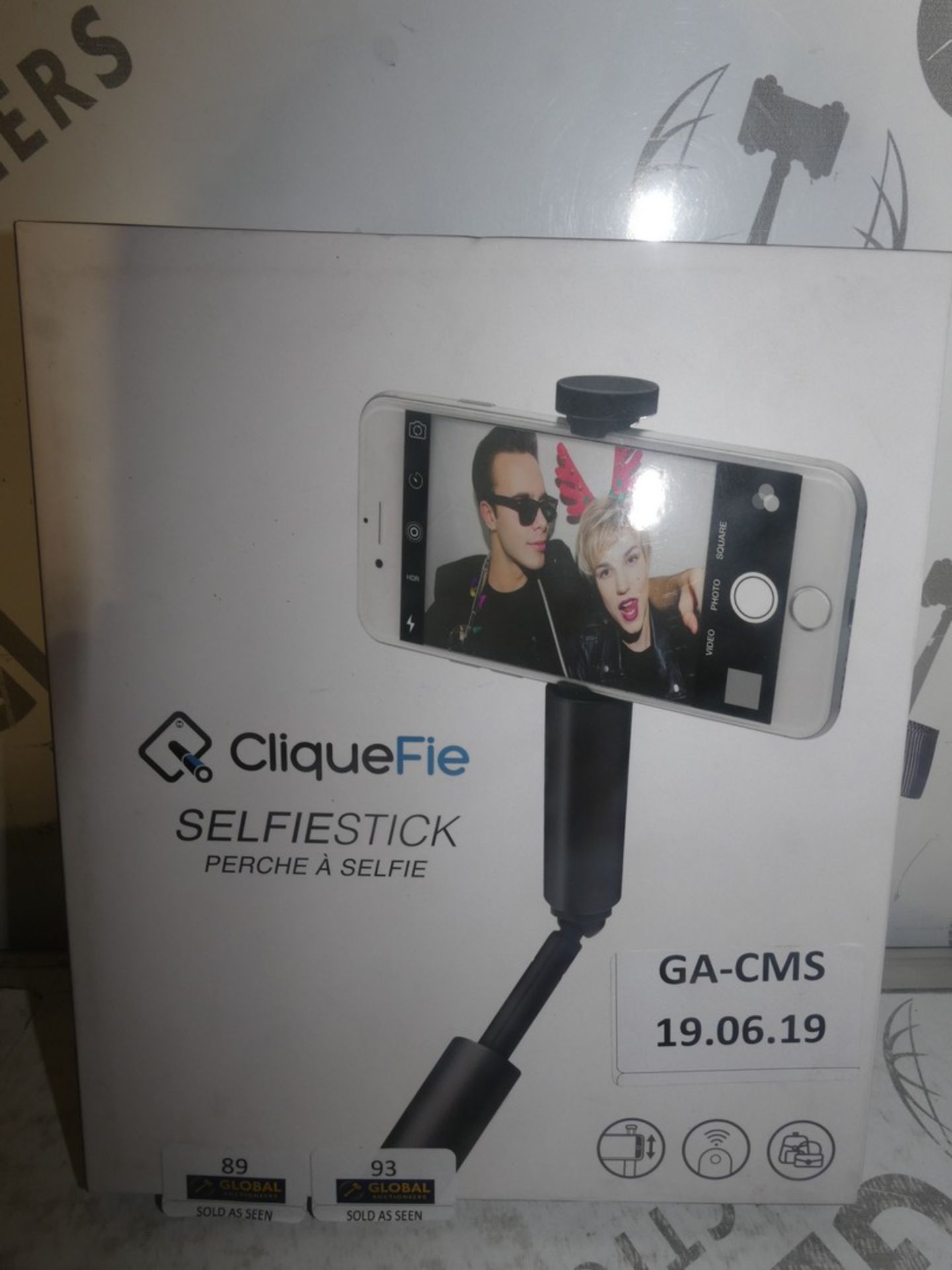 Boxed Cliquefie Space Grey Selfie Sticks
