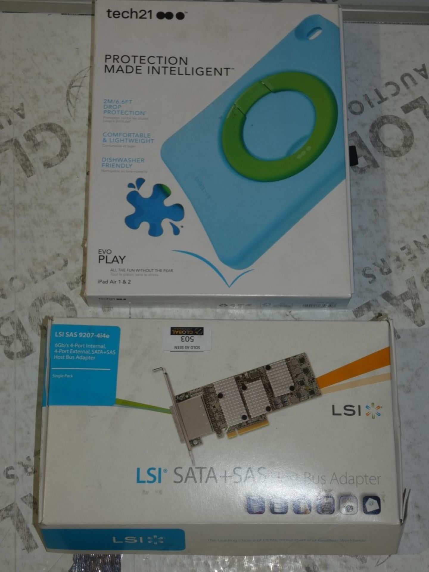 Assorted Items to Include 1 Liscata Plus Sas Adapter and 1 Tech 21 Protection Made Intelligent