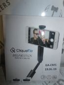 Boxed Cliquefie Space Grey Selfie Sticks