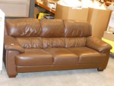 Chocolate Brown Leather 3 Seater Soft Leather Living Room Sofa RRP £700