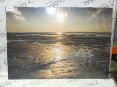 Sunset Over The Sands by Artist Mike Shepherd Canvas Wall Art Picture RRP£180