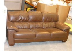 Italian Leather Chocolate Brown 3 Seater Living Room Sofa