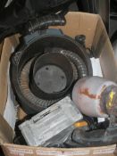 Lot to Contain 1 Erbauer Spray Gun, 1 Erbauer Saw Table, 1 Erbauer Circular Saw, 1 Erbauer Angle