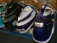 Lot to Contain 3 Assorted Morphy Richards and Tefal Steam Generating Irons to Include the Power