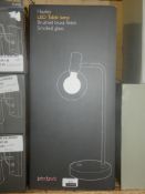 Boxed John Lewis and Partners Brushed Brass Finish Glass Table Lamp RRP £70 (RET00216710)(Viewing or
