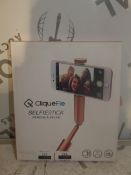 Boxed Cliquefie Space Rose Gold Selfie Sticks RRP£36