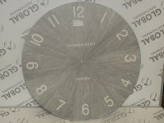 Thomas Kent Of London Grey Wooden Oversized Designer Wall Clock RRP £150 (RET00120141) (Viewing or