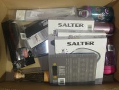Assorted Items to Include Cole and Mason Salt and Pepper Mill Sets, Salter Digital Weighing