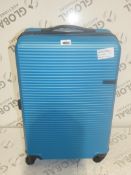 Small Hard Shell Light Blue Qube 4 Wheel Suitcase RRP£65 (1759905)(Viewing or Appraisals Highly