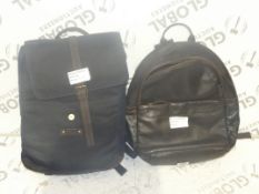 Assorted John Lewis and Partners Brown Leather Protective Laptop Rucksacks and Waxed Cotton Navy