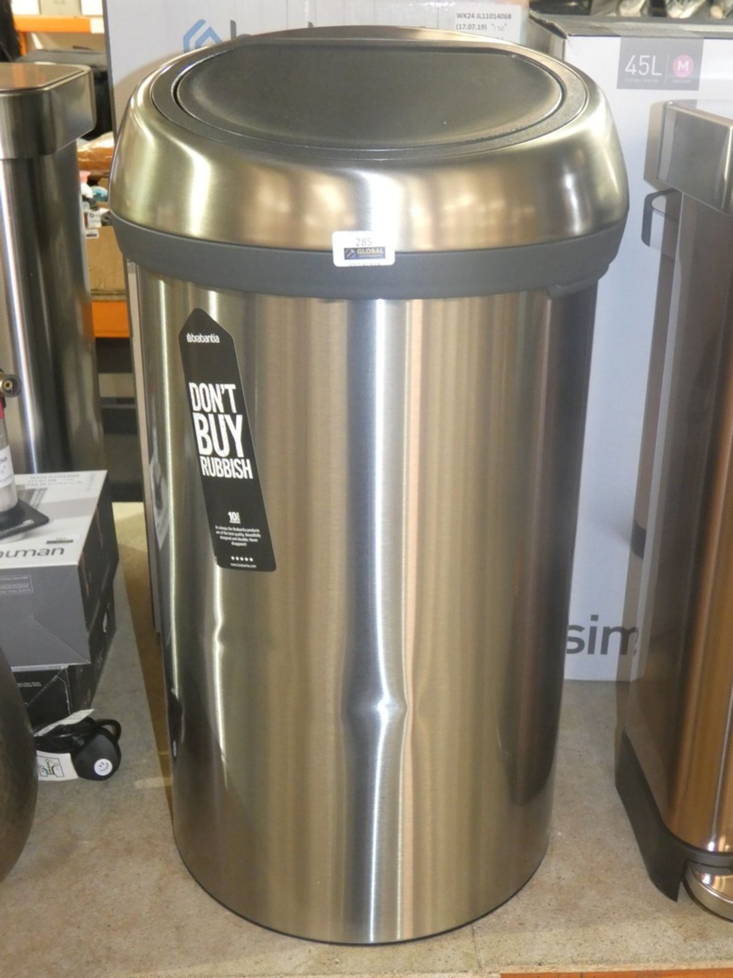 Boxed Brabantia 60ltr Double XL Stainless Steel Touch Bin (Minor Dints) RRP£170 (1899075)(Viewing or