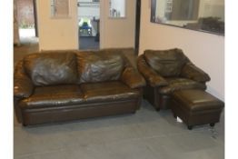 3 Piece Brown Leather Stool RRP£1000 (Viewing or Appraisals Highly Recommended)