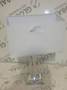 John Lewis and Partners Trisha Glass Base Fabric Shade Table Lamp RRP£80 (RET00314290)(Viewing or