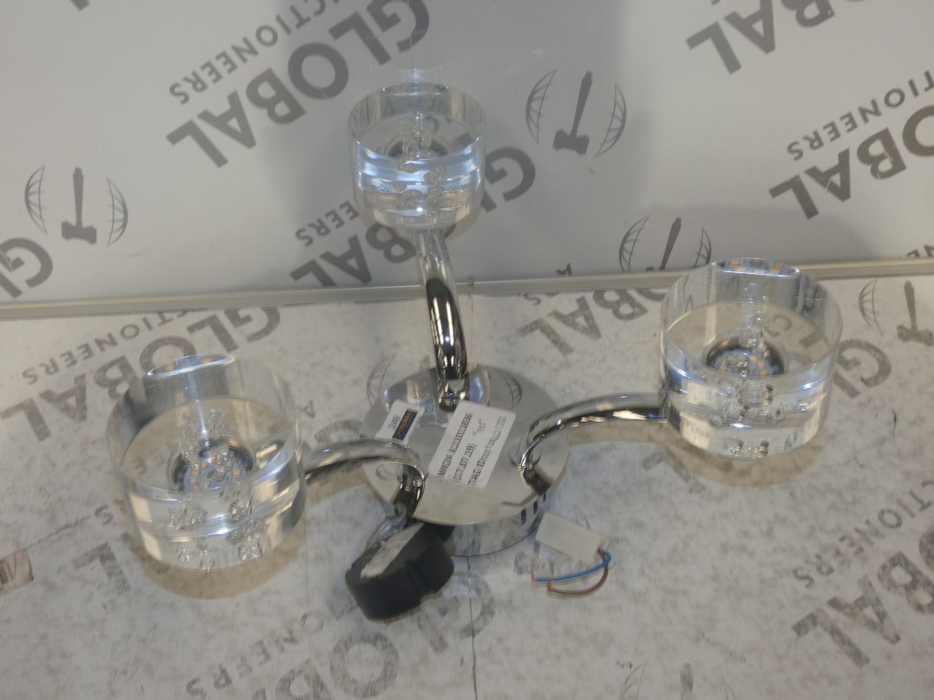 Stainless Steel And Bubbled Glass 3 Light Laurence Ceiling Light Fitting RRP £135 (RET00421235) (
