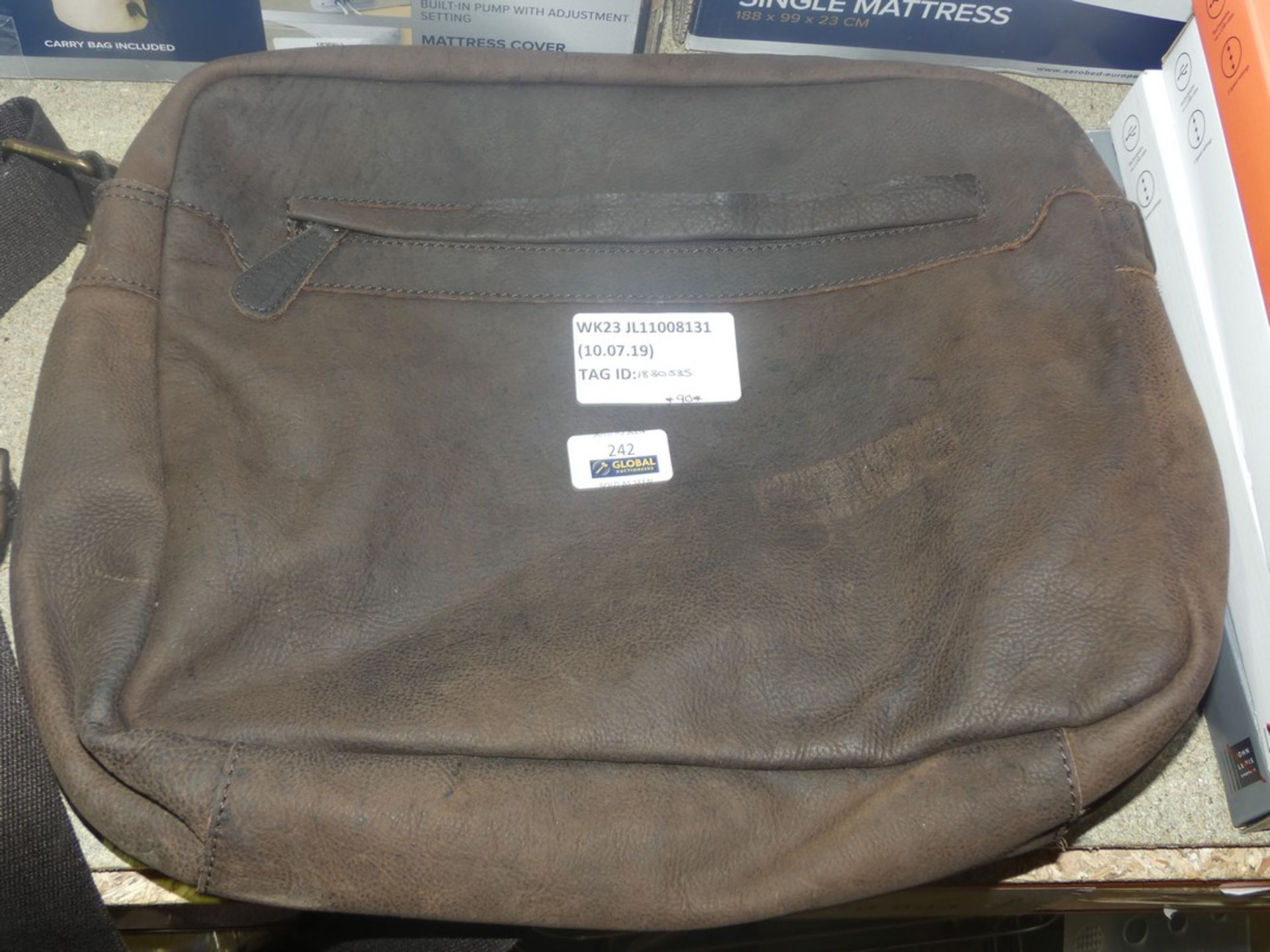 John Lewis And Partners Waxed Leather Chocolate Brown Laptop Bag RRP £90 (1830585)(Viewing or