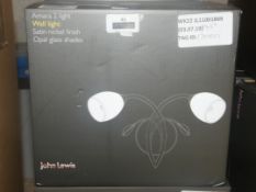 Boxed Assorted John Lewis and Partners Designer Wall Lights to Include 2 Amara 2 Light Wall Lights