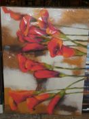 Large Floral Tulip Canvas Wall Art Picture RRP£100 (Viewing or Appraisals Highly Recommended)