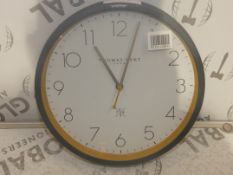 Thomas Kent Collection Grey And Yellow Designer Wall Clocks RRP £50 Each (RET00134813) (RET00578517)