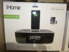 Boxed I-Home Docking Clock Radio And Dual Charger