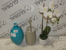 Assorted Items to Include Toilet Brush and Holder, a Vase and an Artificial Potted Plant RRP£15-