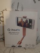 Boxed Cliquefie Space Rose Gold Selfie Sticks RRP£36