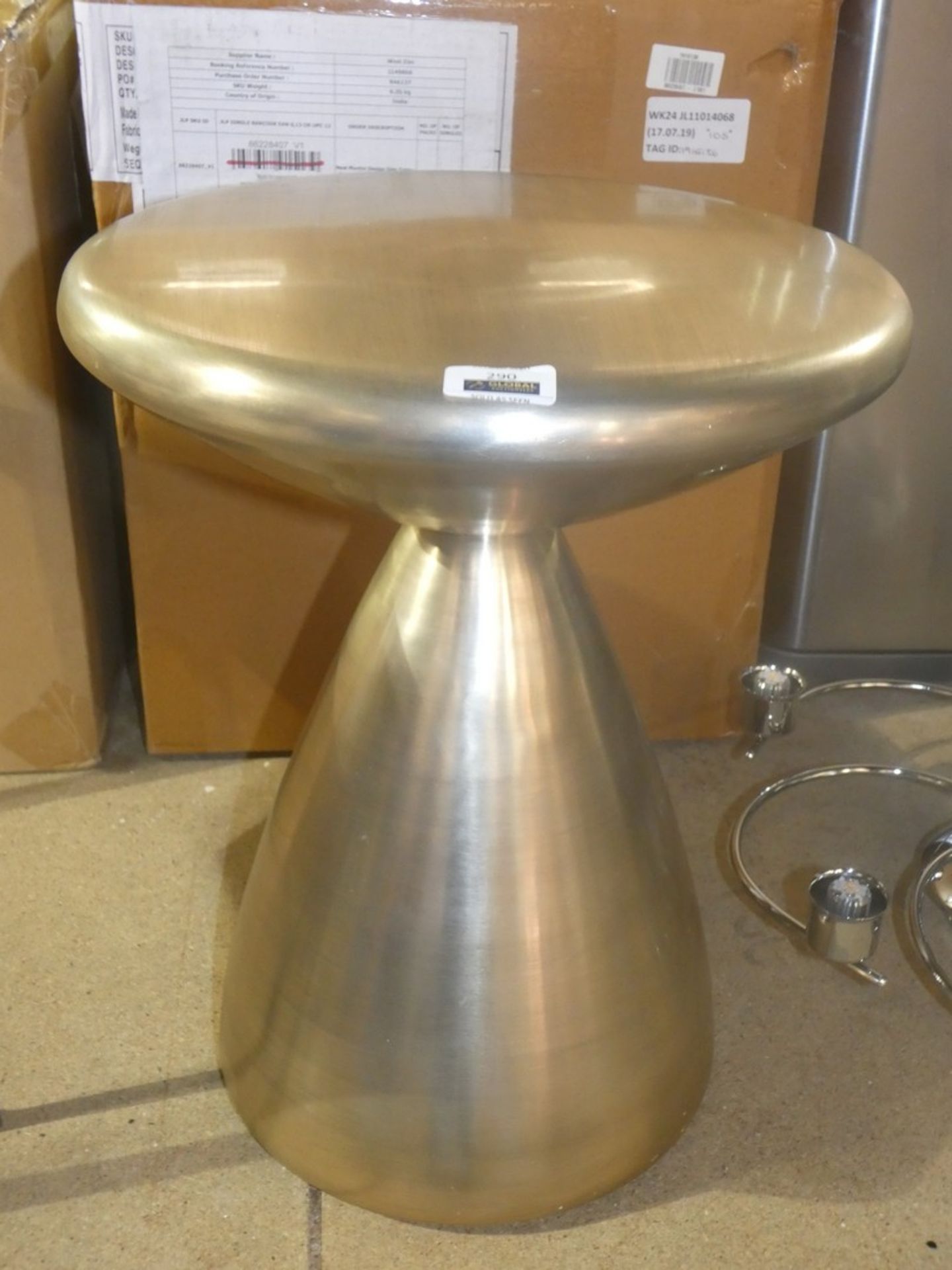 Boxed West Elm Martini Antique Brass Side Table RRP£105 (1916136)(Viewing or Appraisals Highly