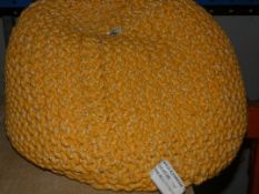 John Lewis and Partners Yellow and Cream Designer Knitted Pouffe RRP£75 (RET00549003)(Viewing or