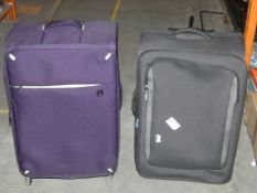 Assorted John Lewis and Partners and Qube Anthracite Grey and Purple Soft Shell Suitcases RRP£80-