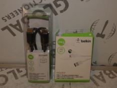 Boxed Assorted Items to Include Griffin Charging Cables and HDMI Cables (Viewing or Appraisals