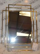 Boxed John Lewis and Partners Shang Hai Gold Framed Designer Mirror RRP£250 (1909503)(Viewing or